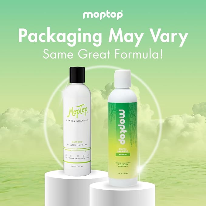 MopTop Gentle Shampoo – Every Day Curly Hair Shampoo, Improves Moisture & Reduces Frizz, Sulfate & Paraben Free Hair Care for Straight, Wavy, Curly, Coily Hair (Bamboo, 2pk)