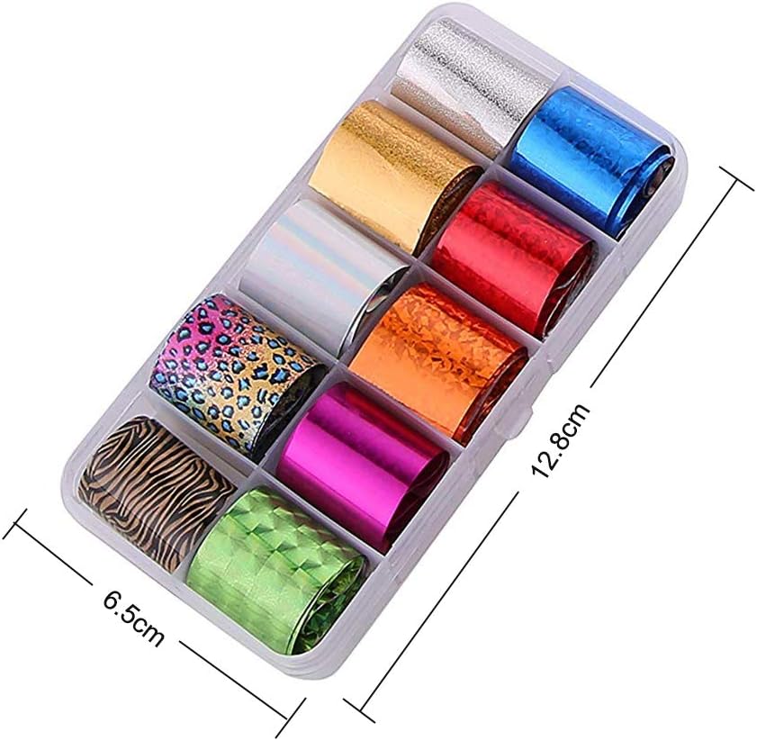 40 Rolls Starry Sky Nail Foil Adhesive Transfer Sticker Tips, EBANKU Nail Art Stickers Tips Wraps Foil Transfer Adhesive Glitters Acrylic DIY Decoration Kit(4 Boxes)
