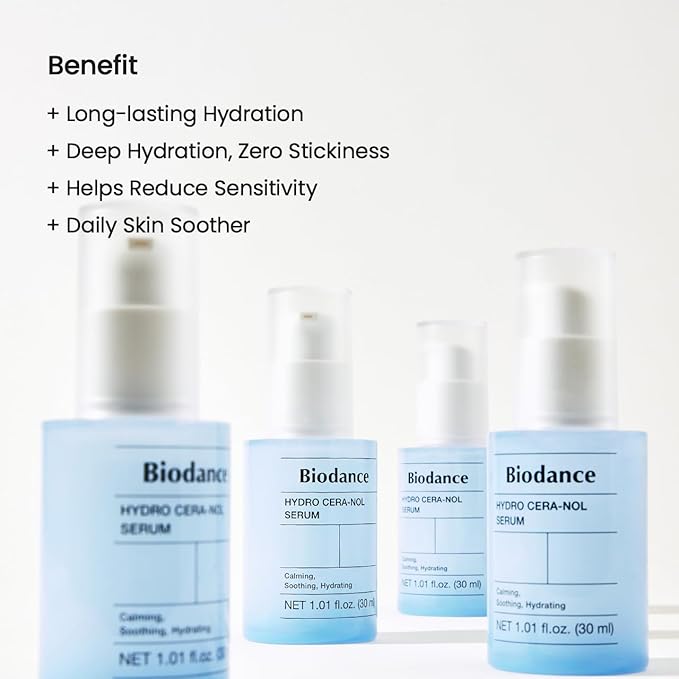 BIODANCE Hydro Cera-Nol Serum, Hydrating, Quick Soothing Effect, Redness Reducing, Hydration Boost Serum for Sensitive Skin, Korean Skincare | 1.01 fl.oz x 1 ea