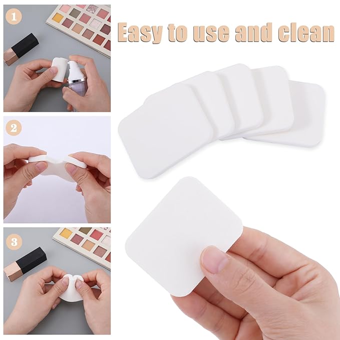 50Pcs White Square Makeup Sponge Facial Powders Puff Cosmetic Sponge Square Foam Pad Beauty Makeup Eye Face Foundation Powders Blender for All Skin Types, Wet and Dry Dual Use