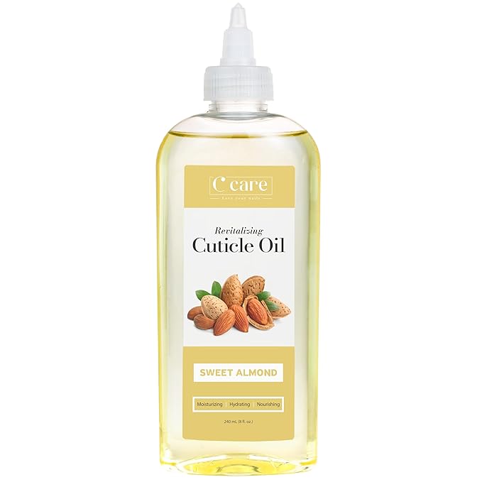 C CARE Sweet Almond Cuticle Oil For Nails - Repairs Cuticles Overnoght - Moisturizes and Strengthens Nails and Cuticles - 8oz