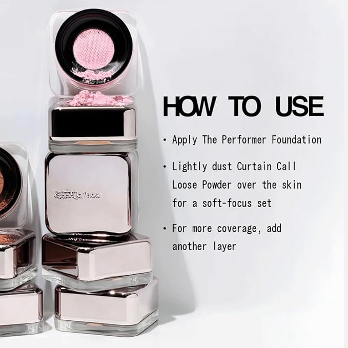 about-face Curtain Call Set & Smooth Loose Powder Applause – Lightweight, Oil-Absorbing Setting Powder with Rice Starch & Corn-Based Talc Alternative – Vegan, Cruelty-Free – 0.35oz (Deep)