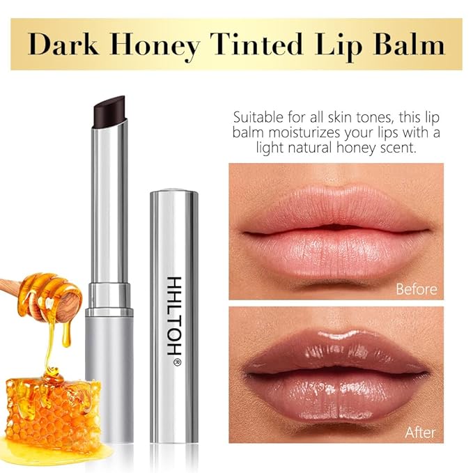 2PCS Honey Tinted Lips Balm Lipstick – Sheer Hydrating Lip Balm for Women All Skin Tones – Moisturizing Nourishing Lip Balm with Natural Black Cherry Tint – Bálsamo Labial Hidratante con Color