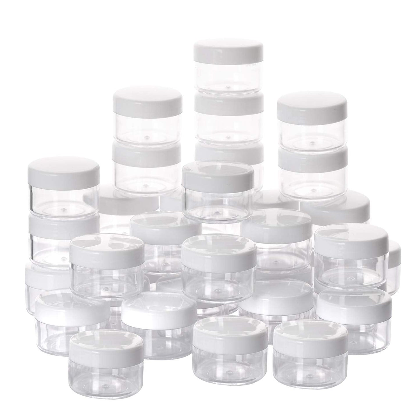 100 Count Empty Makeup Jars 15g Cosmetic Containers with Lids Leak Proof Sample Containers Refillable Plastic Containers - White