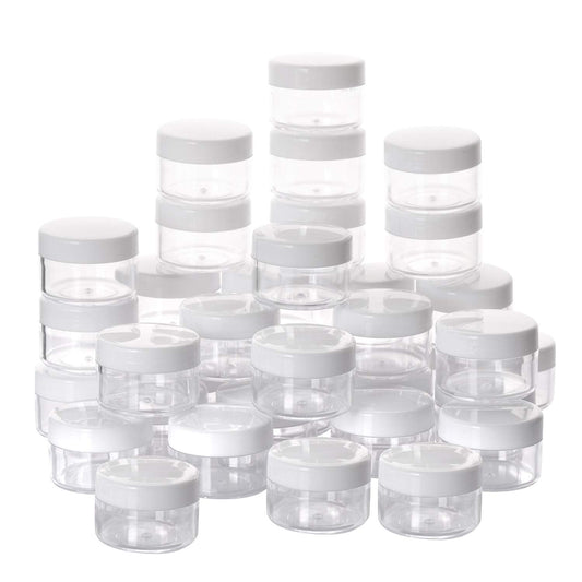 100 Count Empty Makeup Jars 15g Cosmetic Containers with Lids Leak Proof Sample Containers Refillable Plastic Containers - White