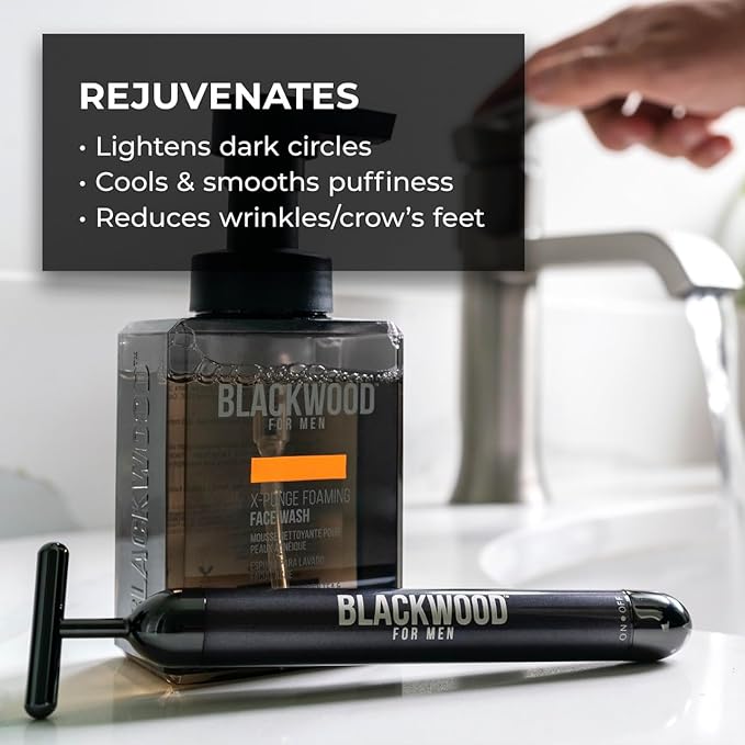 Blackwood For Men Eye Roller Facial Massager - Face Sculpting Tool for Men-Fights Puffy Eyes, Dark Circles, & Crow's Feet- Self Care Gifts Face Massager Facial Tools-Gua Sha & Jade Roller Alternative