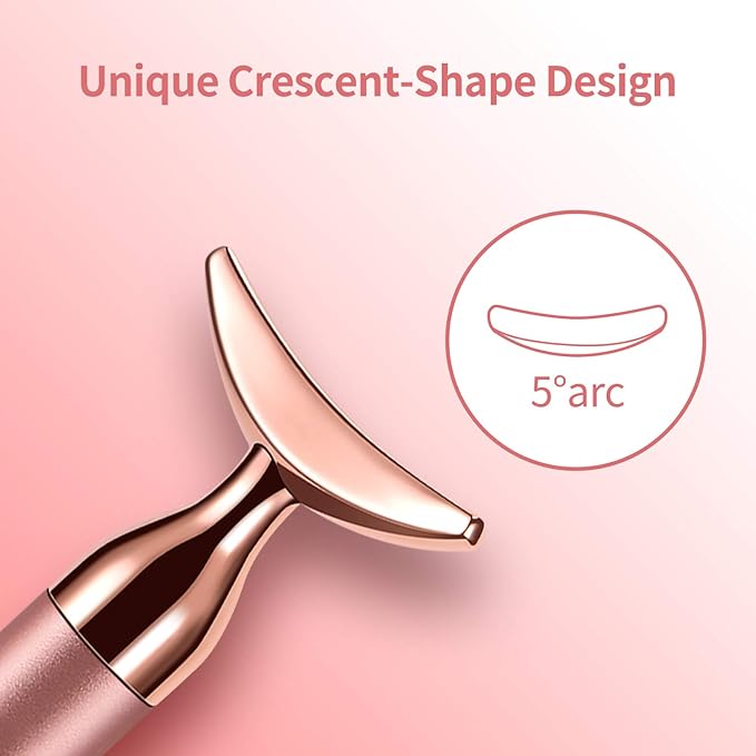 2-IN-1 Electric Face Massager Roller 24k Rose Gold Face Roller, 3D Roller and Unique Crescent Shape Facial Roller Massager Kit Arm Eye Nose Massager Skin Care Tools