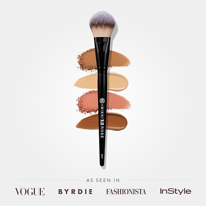 BK BEAUTY - NIKKI LA ROSE N17 MULTI-PRO FACE BRUSH – Dual-Sided Paddle Brush for Face Application, Liquid, Powder Blending - Bronzer, Contour, Blush, Foundation