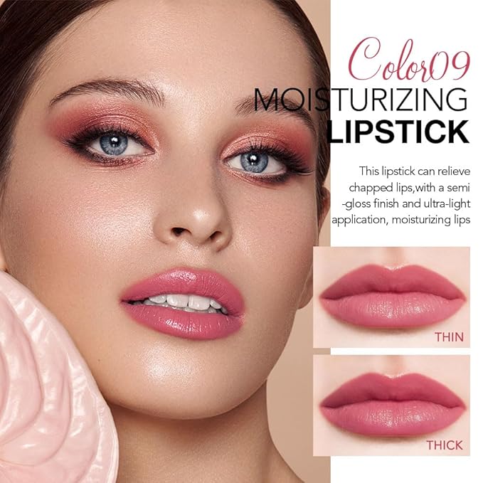 2Pcs Tinted Lip Balm Moisturizing Lipstick,Waterproof Hydrating Matte Lip Balm for Women,Creamy Natural Color Stain for Dry Lips,Soft Matte Finish (9# Charming Peach Pink & 3# Bean Paste Brown)