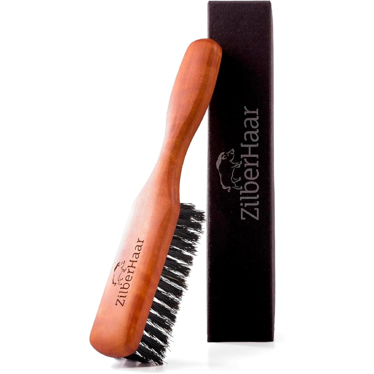 Beard Brush by ZilberHaar - Stiff Boar Bristles for Men's Grooming - Straightens and Promotes Growth - Works with Beard Oil and Balm - For Beard Kits - 6 inches long
