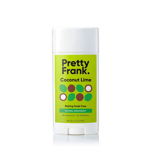 Pretty Frank Natural Aluminum-Free Deodorant Stick, Baking Soda-Free, Coconut Lime (1-Pack) | Sensitive Skin Friendly, Effective Odor Control for Women & Men, Organic Ingredients and Essential Oils