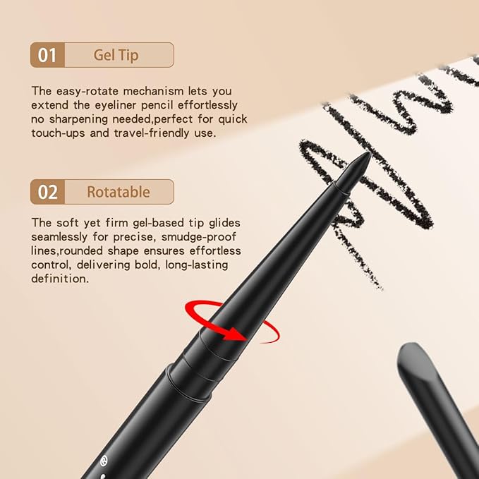 12 Pcs Brown Eyeliner Pencil Gel Eyeliner Pen with Retractable and Waterproof Eye Liner for Bold and Defined Eye Liner (Brown)