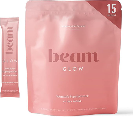 Beam Glow, Hormone Balance for Women, Thyroid Support for Women, Natural Hormone Support Powder with Selenium and Bromelain, PMS Relief, Energy, Hair Skin & Nails, Vegan, No Sugar, 15 Servings