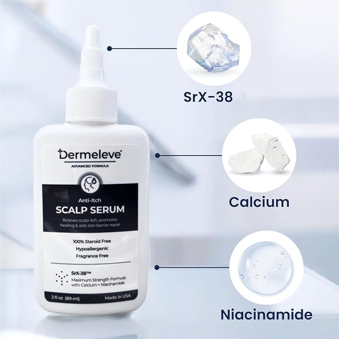 Dermeleve Scalp Serum for Neuropathic Itch, Sebborheic Dermatitis & Scalp Psoriasis | Dry Itchy Scalp Treatment | Quick Absorbing, Moisturizing & Non-Greasy (3 Pack)