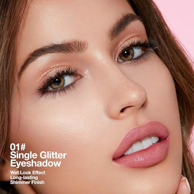 Champagne Rose Gold Monochrome Shimmer Eyeshadow Palette Makeup,Long Lasting Naturing-Looking Lightweight Glitter Single Eyeshadow,Neutral Powde Eye Shadow for Older Women