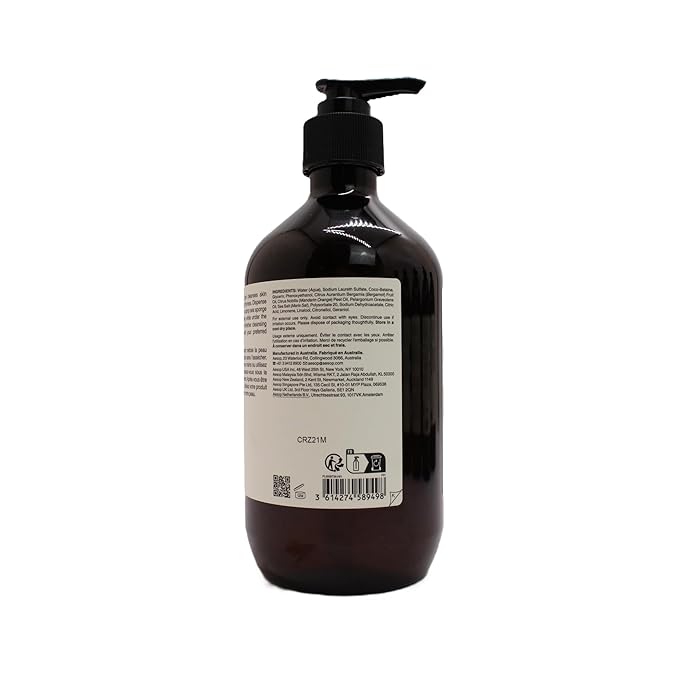 Aesop Geranium Leaf Body Cleanser | Non-drying Gentle Cleanser | Geranium Leaf, Mandarin Rind, Bergamot Rind | 16.9 oz / 500mL (Pack of 3)