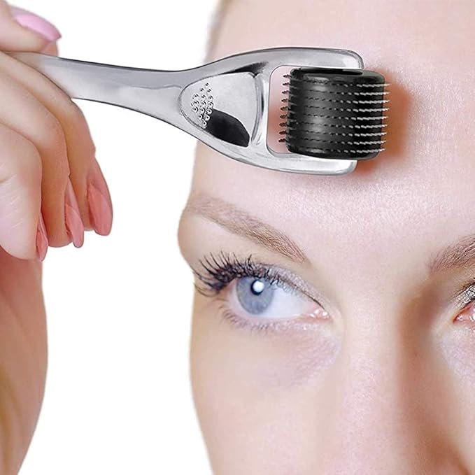 Derma Roller Microneedling Roller for Face Body Beard - 540 Titanium 0.25mm Microneedle Roller for Home Use