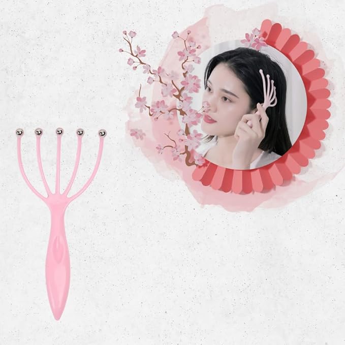 8 Pcs Scalp Massager Portable Handheld Spa Head Massager for Deep Relaxation and Stress Reduction Manual Head Massage Tool for Office Home Christmas Gift (Pink, Blue)