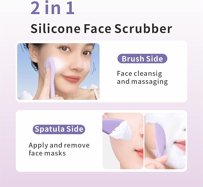 Blackhead Remover Tool,Silicone Face Scrubber, 2 in 1 Nose Pore Brush Scraper for Deep Cleansing,Face Skin Spatula, Nose Black Head Remover, Pore Cleaner Skin Care Tool for Men Women (Purple)