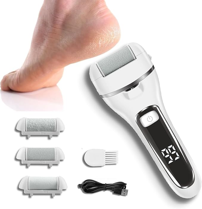 Callus Remover for Feet, Pedicure Tools for Feet with 3 Grinding Heads, Waterproof Foot Callus Remover for Dead Cracked Dry Skin Calluses