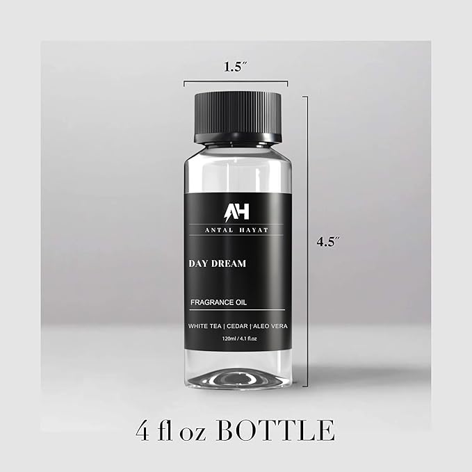 Day Dream Diffuser Oil 120ml – White Tea Essential Oil for Diffusers – Aloe Vera, Ginger, Amber & Cedarwood – Fall Home Luxury Scent – Hotel Collection Inspired Diffuser Oil Refill