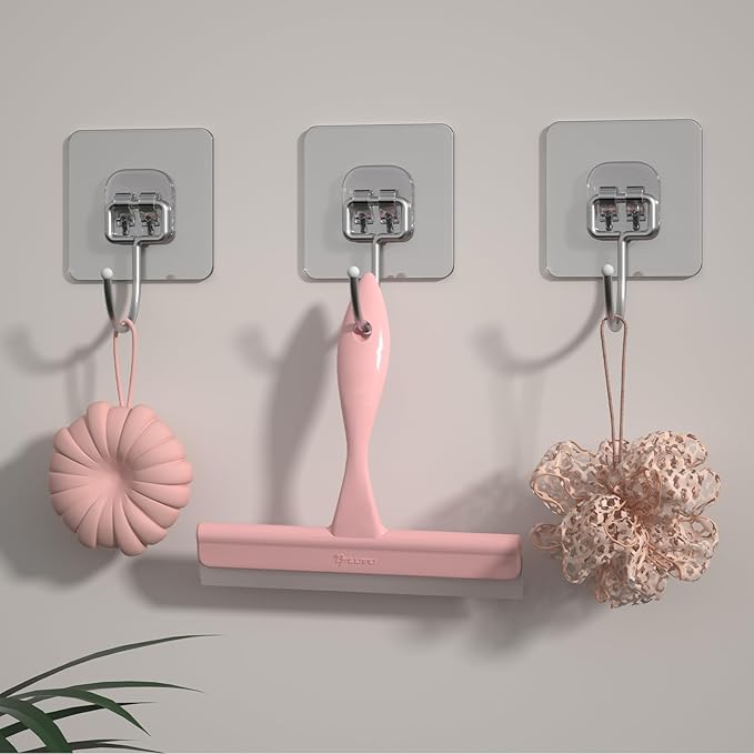 5" Silicone Shower Squeegee for Glass Doors & Car Windows - Small & Mini Size Streak-Free Cleaner, Bathroom, Mirror, Tile Scraper - Compact Pink with Hanging Hole, Kitchen Safe Water Blade