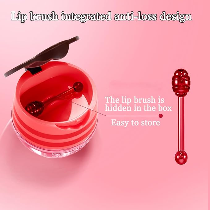 2 Pcs Bee Lip Balm Honey Pot,Honey & Strawberry Lip Mask Propolis Moisturizing Lip Balm with Stick,Prevention Dry and Cracked Lip Scrubs,Exfoliator Lip Wrinkle Skin Care Products