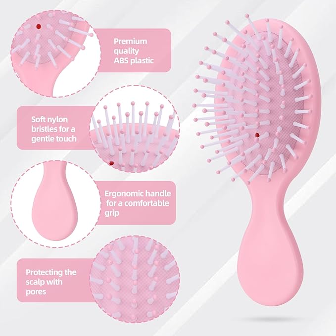 100 Pieces Mini Wet Hair Brush Set - Soft Bristles Detangling Brush for Dry & Wet Hair, Travel-Size Portable Detangler for All Hair Types, Multicolor Hairbrushes