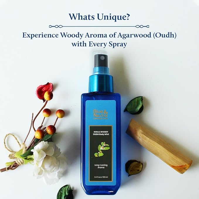 Blue Nectar Niraa Woody Oudh Body Mist for Hydrating Long Lasting Fragrance (100ml)