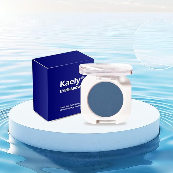 Blue Matte Eyeshadow Palette for Women, Single Monochrome Eye Shadow Makeup, Shiny Pressed Powder, Blendable Natural sombras para ojos, Holographic,Vegan,Travel -34