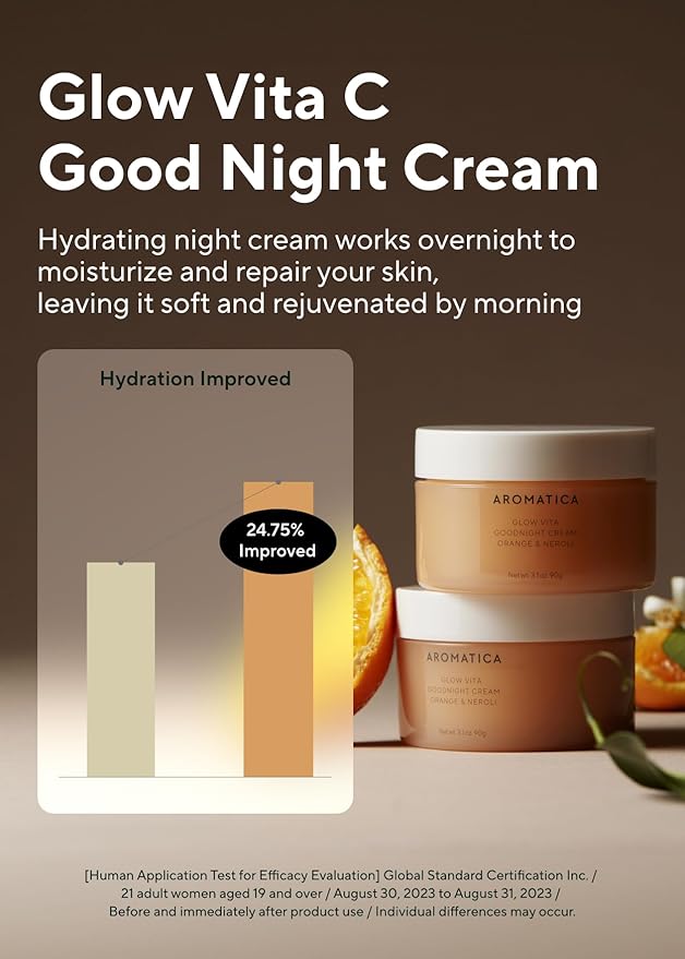 AROMATICA Glow Vita Trial Kit - Travel Size Skin Care Set [Vitamin C Serum 0.5 fl. oz, Facial Scrub 0.5 fl. oz, Goodnight Cream with Retinol 1oz] - Travel Kit for Women