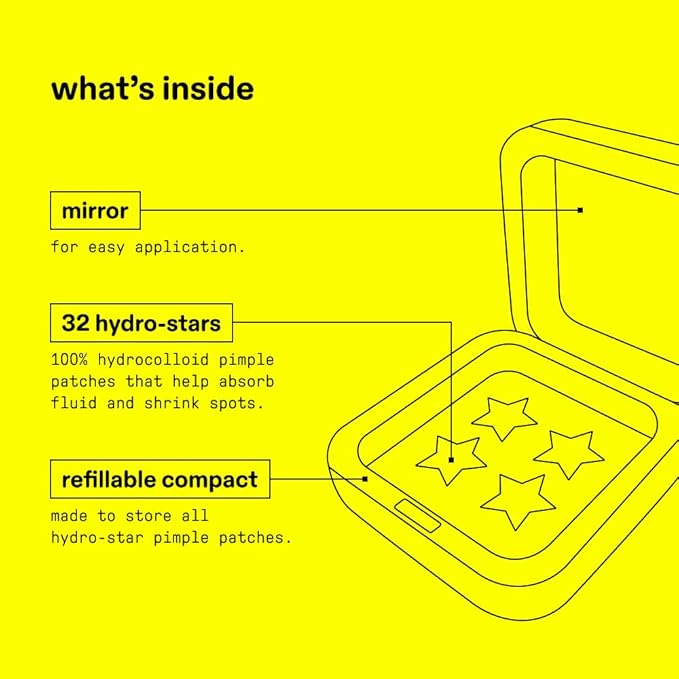 Starface World Hydro-Star Hydrocolloid Pimple Patches (32 ct) with Big Yellow Compact and Lift Off Pore Strips for Blackheads and Clogged Pores (8 ct)