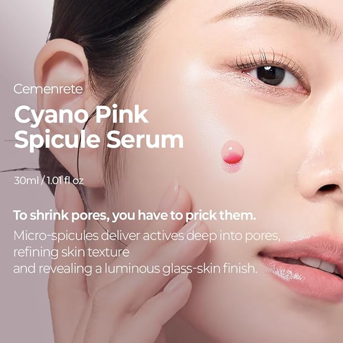 Cemenrete Cyano Pink Spicule Serum with Calcium, pore tightening refines pores tightening serum 1.01 fl. oz.