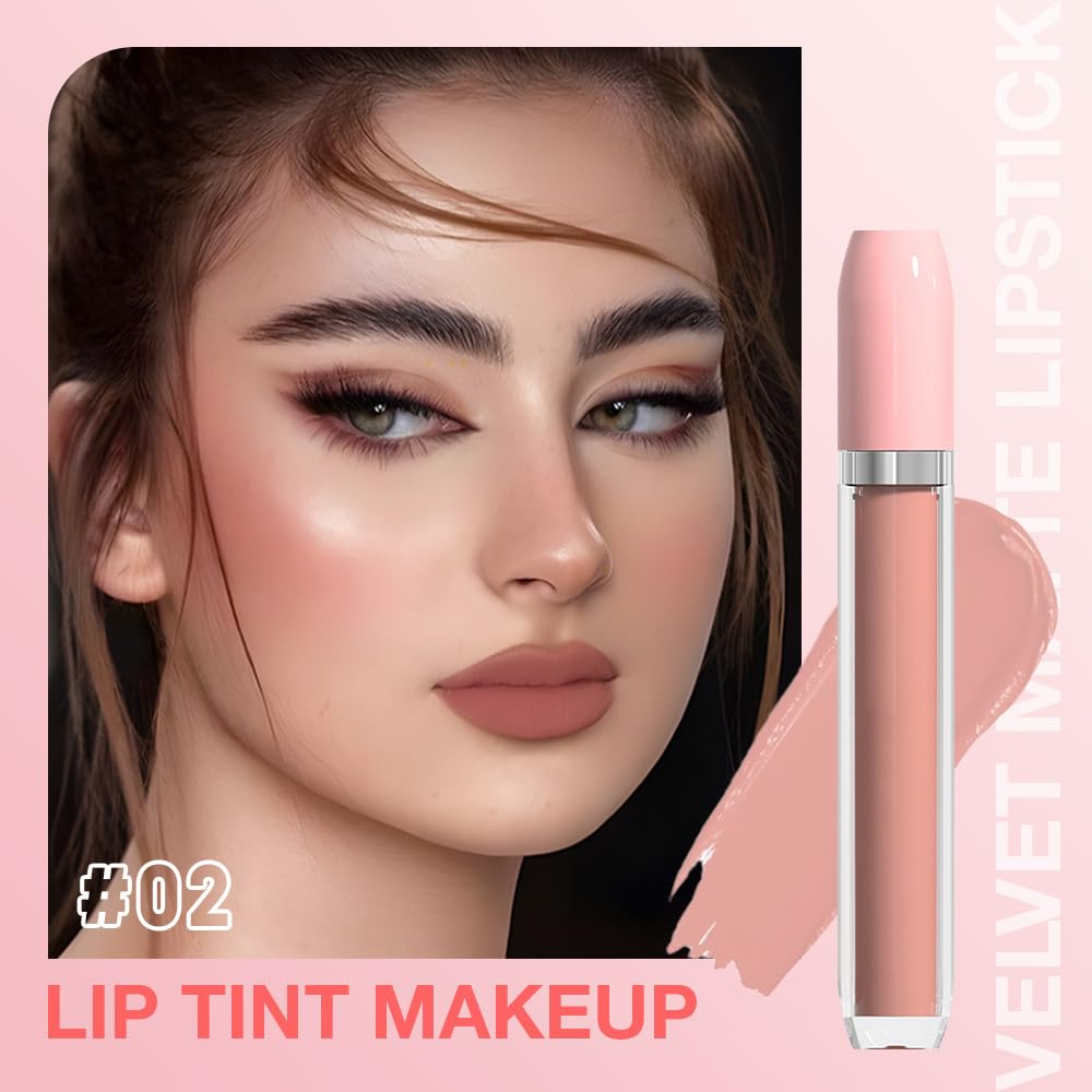 BINGBRUSH Super Matte Longwear No-Budge Stay On Smudge Proof Liquid Lipstick Long Lasting Makeup for Women,Highly Pigmented Color and Instant Shine, Cheeky