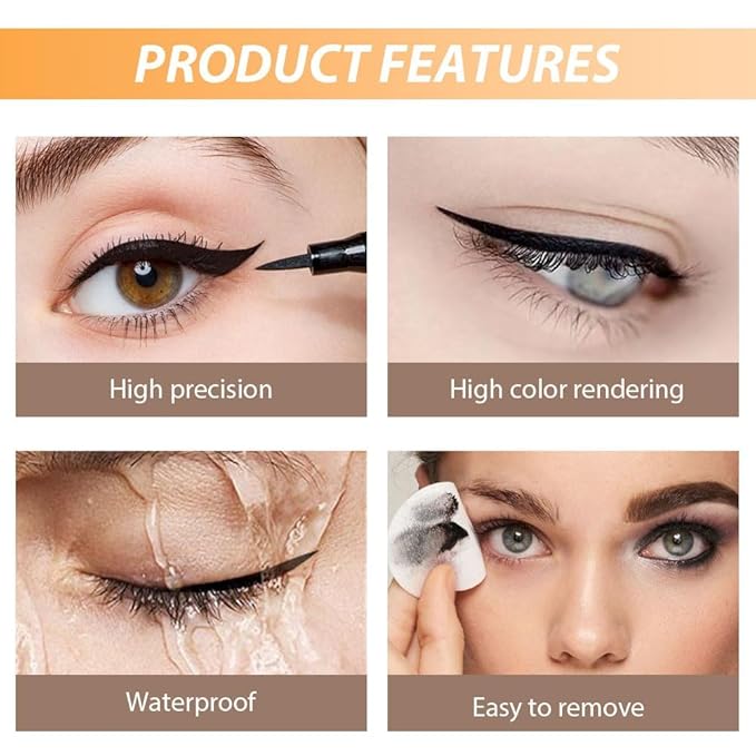 12-Pieces Matte Liquid Eyeliner Pens Set, Eye Ink Liner Makeup, Quick Drying, Smudge-Resistant, Vegan Formula (Pack of 12) (Black)