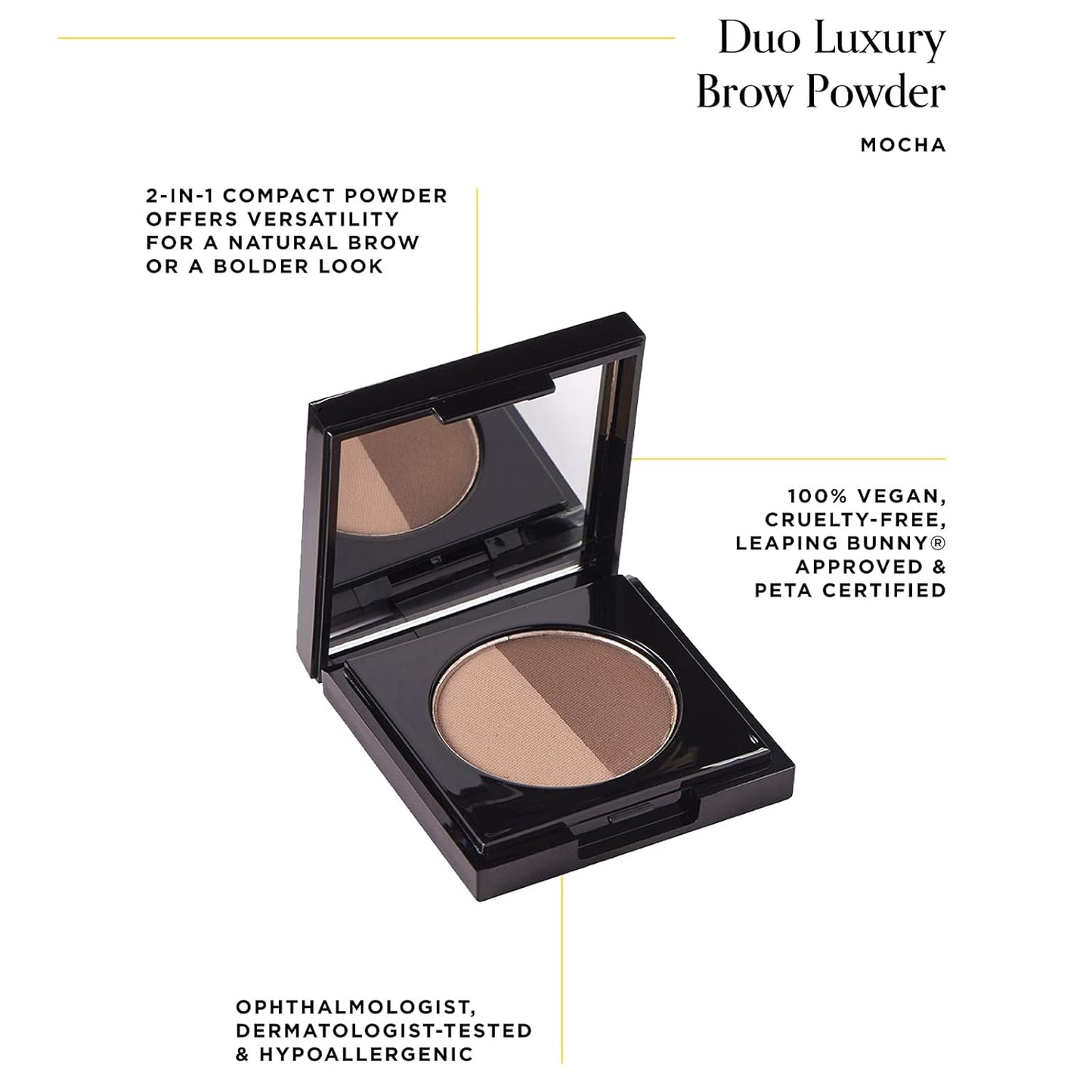 Arches & Halos Duo Luxury Brow Powder - Two-for-one Versatile Compact Powder - For Full, Defined Brows - Vegan and Cruelty Free Makeup - Mocha Blonde, 0.088 oz (Pack of 2)