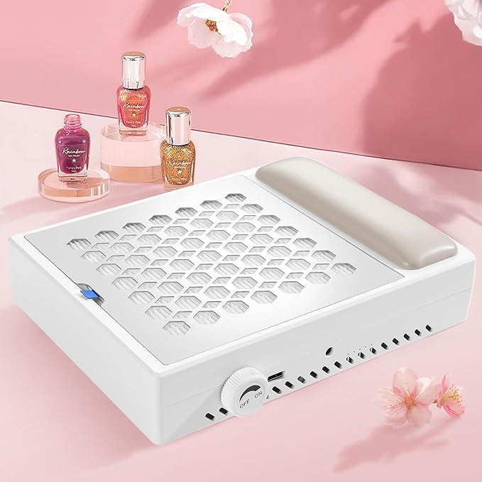 Cordless Nail Dust Collector,Brushless Turbo Fan Dust Collector Nail Tech 30pcs Cotton Filter,Rechargeable Dust Suction Machine for Acrylic Gel Polish Manicure at Salon&Home