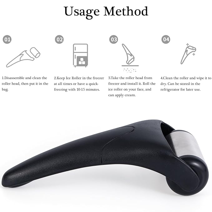 2 Pack Ice Roller for Face - Stainless Steel & Black Roller, Eye Puffiness Relief, Reduce Pain, Skin Care Face Massager Tools Self Care Gift for Men Women