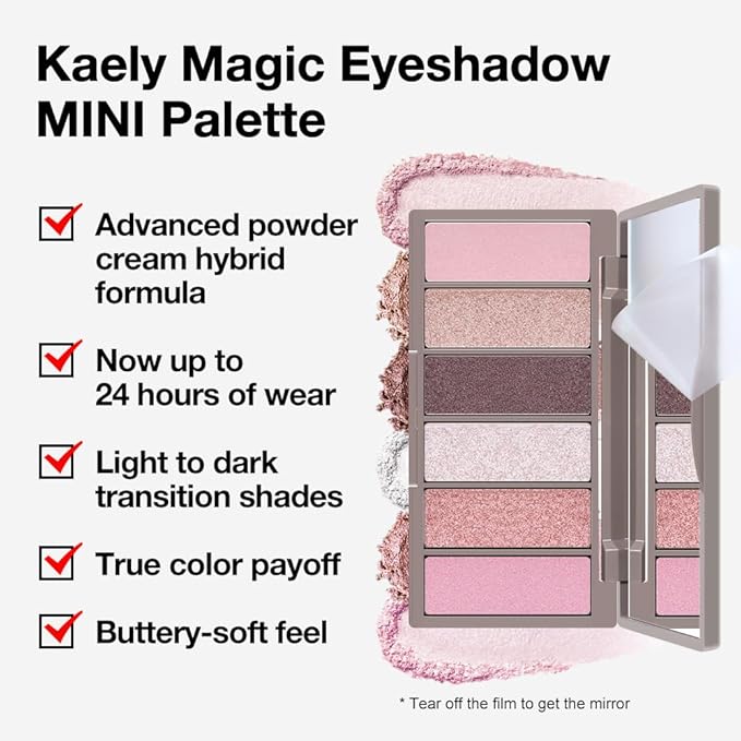 6 Colors Mini Pink Eye Shadow Palette Makeup for Older Women, Neutral Matte Shimmer Eyeshadow Palette Highly Pigmented Waterproof, paleta de sombras de ojos, Vegan & Cruelty-free, 08