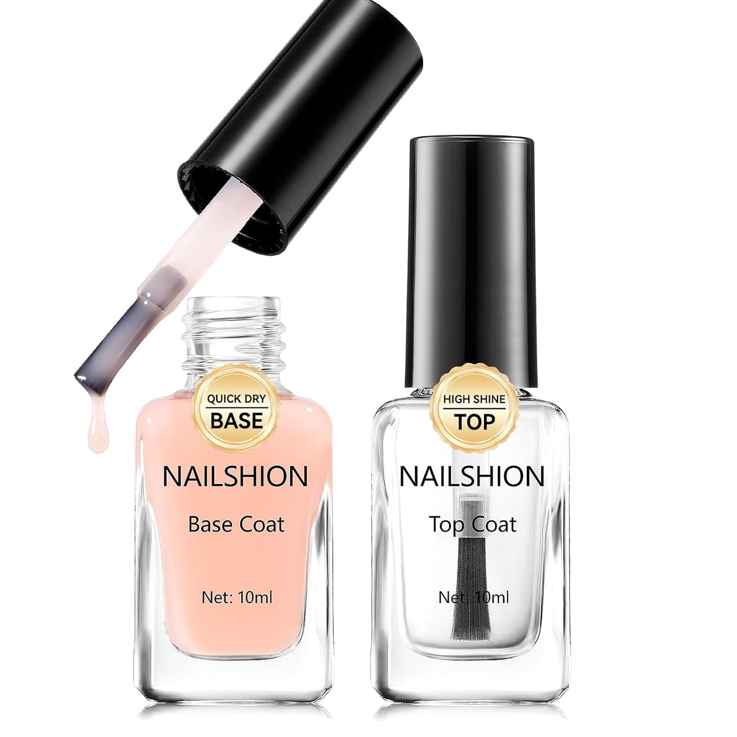 Base Top Coat, Nude Peach Ridge Filler Base Coat Clear Nail Polish, Enriched VE Calcium Strengthening, Quick Dry Non-Gel, No U V Light Needed, Long-lasting Nails Gift for Women