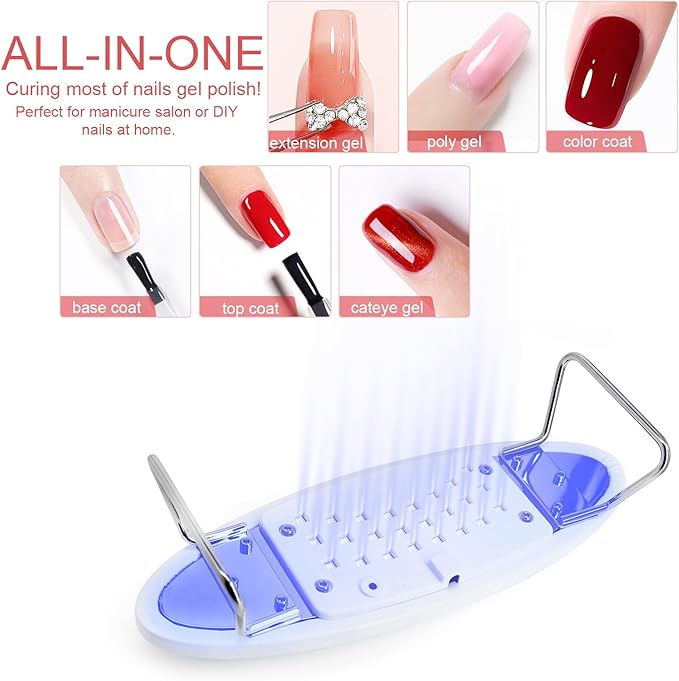 2 in 1 Nail Arm Rest UV LED Lamp, Soft Manicure Hand Rest Pillow, 48W Light for Curing Gel Polish, 24PCS LED Beads Dryer for Salon Home DIY (White)