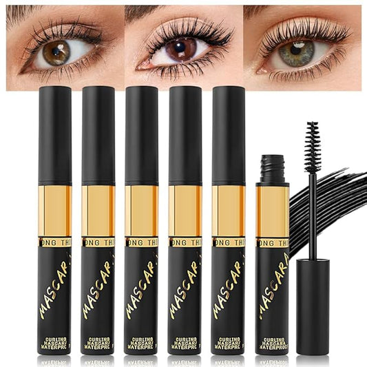 5 PCS Black Voluminous Original Volume Building Mascara Makeup, Lengthening, Defining, Curling, Multiplying, Buildable Formula,Cruelty Free,Waterproof Bulk Mascara Pack