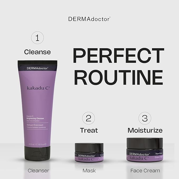 DERMAdoctor Clay Face Mask with Bentonite & Kaolin Clay + Vitamin C - Face Exfoliator, Pore Minimizer, Facial Detox, Facial Oil Remover, Illuminator, Acne Scar Mask for Faces - 15 Minutes - 1.69 oz