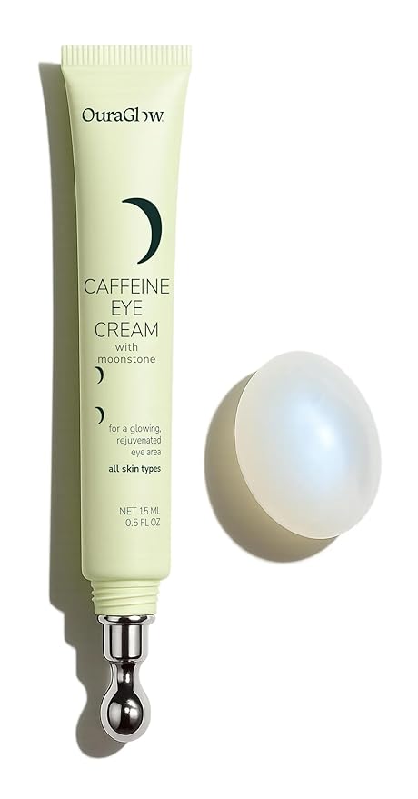 Caffeine Eye Cream for Dark Circles and Puffiness – Moonstone Under Eye Cream with Cooling Tip, Retinol, Hyaluronic Acid & Peptides – for Wrinkles, Bags, Fine Lines – Fragrance-Free