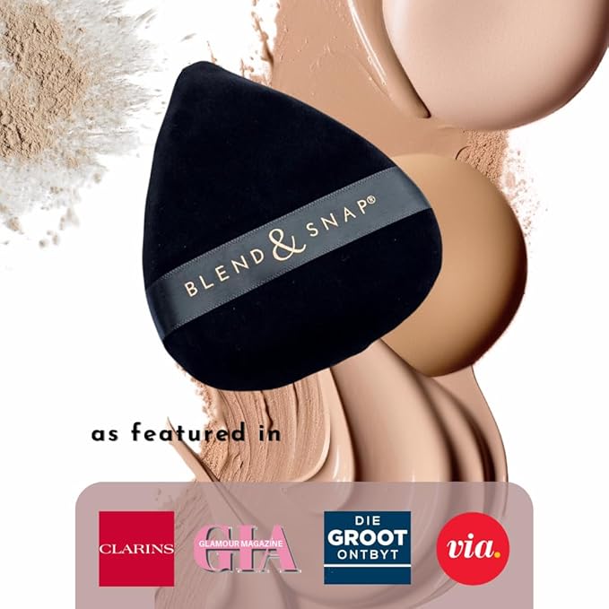 BLEND & SNAP Large Velour Triangle Makeup Puff for Smooth & Flawless Coverage – Blotting Sponge for Foundation & Concealer / Powder Press Pad – Precision Tip for Easy Application – Makeup Artist