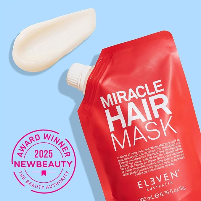ELEVEN AUSTRALIA Miracle Hair Mask Deep Conditioning Treatment for Dry, Damaged Hair, Restores Moisture, Strength, and Shine, Nourishing Formula with Aloe Vera and White Mulberry - 6.8 Fl Oz