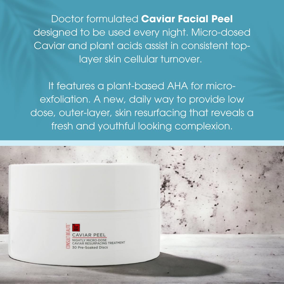 Consult Beaute CAVIAR PEEL Micro-Dose Exfoliating Detox Pads, Skin Resurfacing Treatment with Phytic Acid, Salicylic Acid for Radiance, Facial Polishes for Pores, Blemishes, Fine Lines - 30 Count