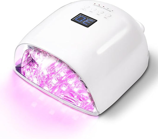Upgraded Professional Rechargeable UV LED Nail Lamp with 4 Timer Setting and Long Battery Life Nail Dryer, Fast Dry, Electroplated Glossy Inner Surface,White JC22-Pro
