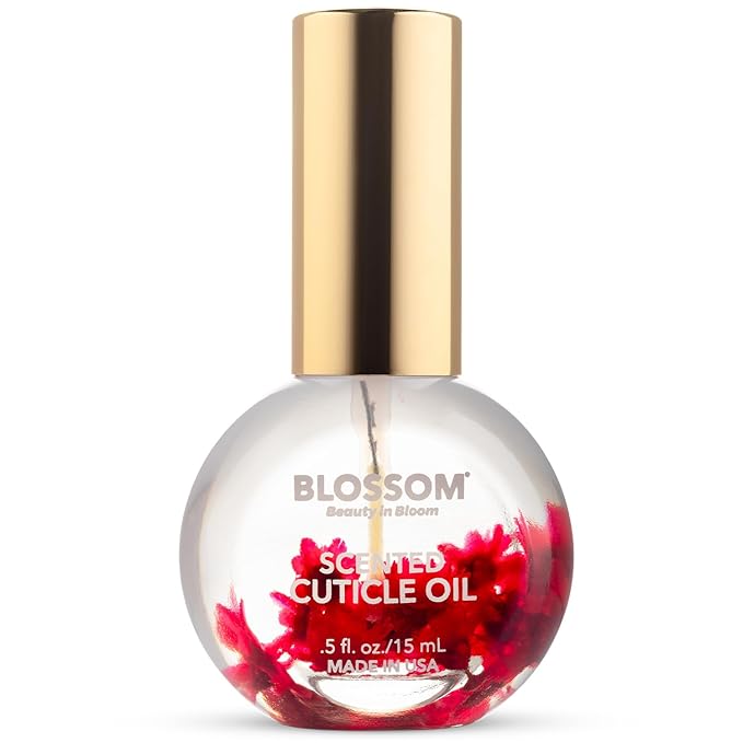 Blossom Hydrating, Moisturizing, Strengthening, Scented Cuticle Oil, Infused with Real Flowers, Made in USA, 2 Pack Bundle, Cherry + Amazon Exclusive Raspberry
