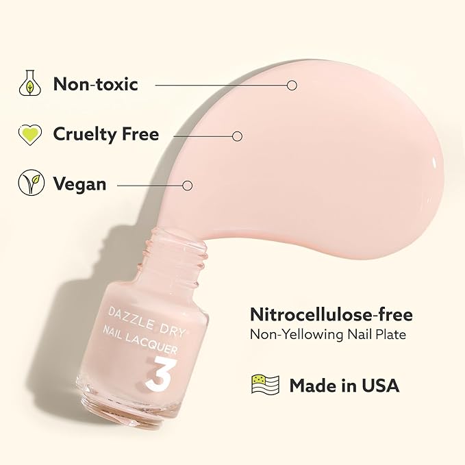 Dazzle Dry Mini Kit 4 Step System - Alluring Charm - A pale pink with a creamy finish. Full coverage cream. (5 Piece Kit / 5 Manicures)